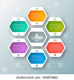vector abstract 3d paper infographic elements.Hexagon infographics.Honeycomb design