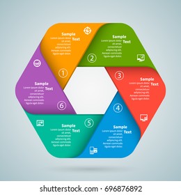 vector abstract 3d paper infographic elements.Hexagon infographics.Honeycomb design.
