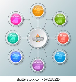 vector abstract 3d paper infographic elements.Circular infographics