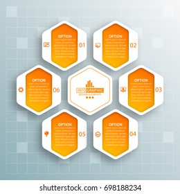 vector abstract 3d paper infographic elements.Hexagon infographics.Honeycomb design