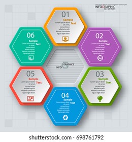 vector abstract 3d paper infographic elements.Hexagon infographics.Honeycomb design