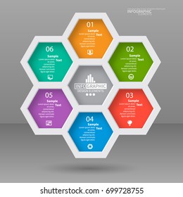 vector abstract 3d paper infographic elements.Hexagon infographics.Honeycomb design