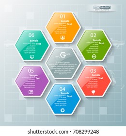 vector abstract 3d paper infographic elements.Hexagon infographics.Honeycomb design