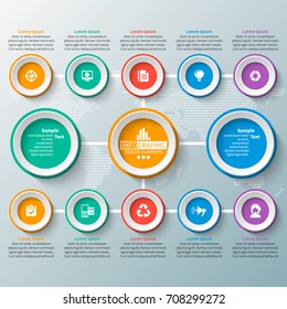 vector abstract 3d paper infographic elements.Circular infographics