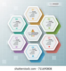 vector abstract 3d paper infographic elements.Hexagon infographics.Honeycomb design