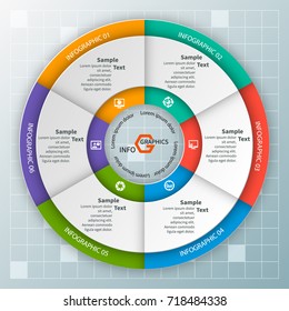 vector abstract 3d paper infographic elements.Circular infographics