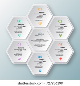 vector abstract 3d paper infographic elements.Hexagon infographics.Honeycomb design