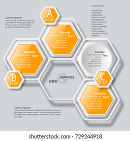 vector abstract 3d paper infographic elements.Hexagon infographics.Honeycomb design