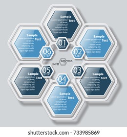vector abstract 3d paper infographic elements.Hexagon infographics.Honeycomb design.