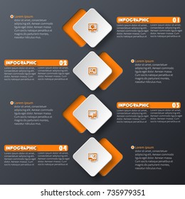 vector abstract 3d paper infographic elements.Dark design.Business infographics