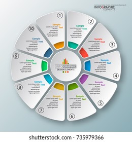 vector abstract 3d paper infographic elements.Circular infographics