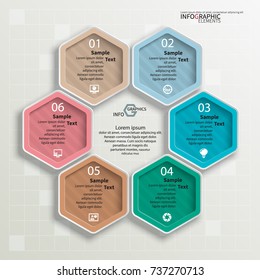 vector abstract 3d paper infographic elements.Hexagon infographics.Honeycomb design