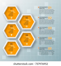 vector abstract 3d paper infographic elements.Hexagon infographics.Honeycomb design