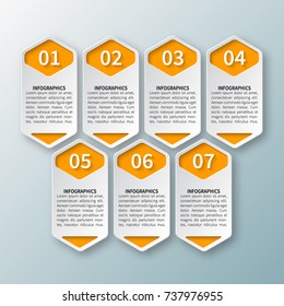 vector abstract 3d paper infographic elements.Hexagon infographics.Honeycomb design