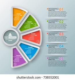 vector abstract 3d paper infographic elements.Circular infographics.