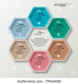 vector abstract 3d paper infographic elements.Hexagon infographics.Honeycomb design