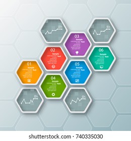 vector abstract 3d paper infographic elements.Hexagon infographics.Honeycomb design