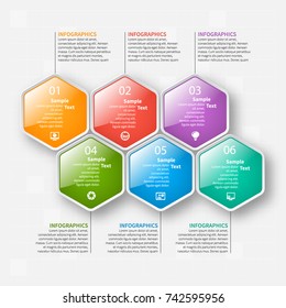 vector abstract 3d paper infographic elements.Hexagon infographics.Honeycomb design.