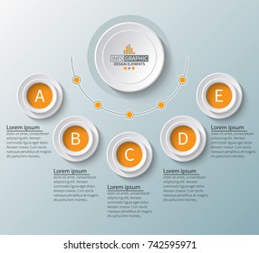 vector abstract 3d paper infographic elements.Circular infographics.