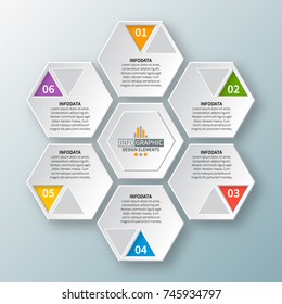 vector abstract 3d paper infographic elements.Hexagon infographics.Honeycomb design
