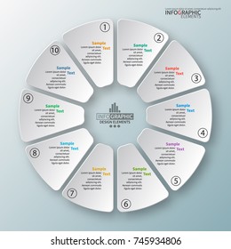 vector abstract 3d paper infographic elements.Circular infographics