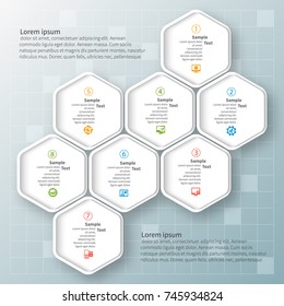 vector abstract 3d paper infographic elements.Hexagon infographics.Honeycomb design
