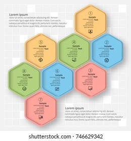 vector abstract 3d paper infographic elements.Hexagon infographics.Honeycomb design