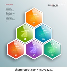 vector abstract 3d paper infographic elements.Hexagon infographics.Honeycomb design