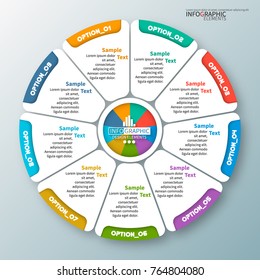vector abstract 3d paper infographic elements.Circular infographics