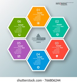 vector abstract 3d paper infographic elements.Hexagon infographics.Honeycomb design