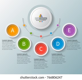 vector abstract 3d paper infographic elements.Circular infographics