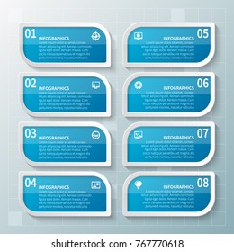 vector abstract 3d paper infographic elements.Blue Business infographics