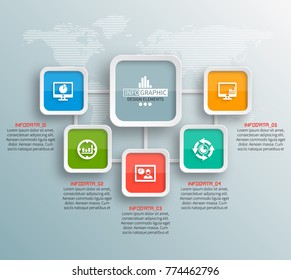 vector abstract 3d paper infographic elements.Business infographics