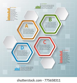 vector abstract 3d paper infographic elements.Hexagon infographics.Honeycomb design