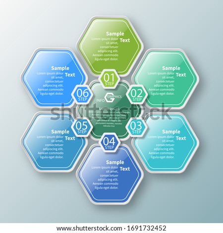 vector abstract 3d paper infographic elements.Hexagon infographics.Honeycomb design