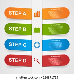 Vector abstract 3d paper sticker infographic.