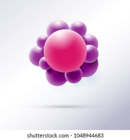 Vector abstract 3D purple and pink sphere, scientific concept