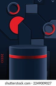 vector abstract 3D room with luxury cylinder stand or podium