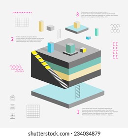 Vector abstract 3d  template for infographic or web design