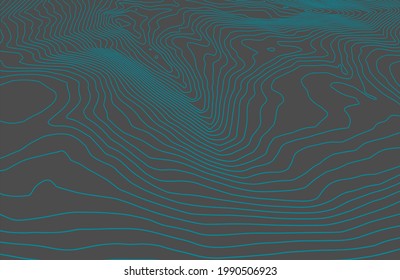 Vector Abstract 3D Topography Relief.  Wavy Dynamic Line Art Backdrop. Cartography Design Element.