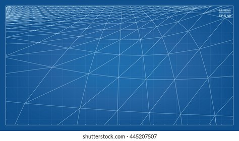 Vector abstract 3D wave wireframe of surrounding contour pattern.