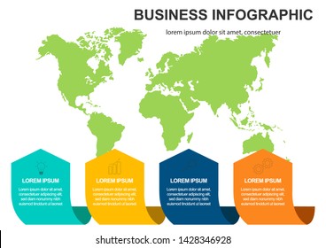 Vector abstract 3d world map, pins. Australia, asia africa usa. Globe world map vector concept icon