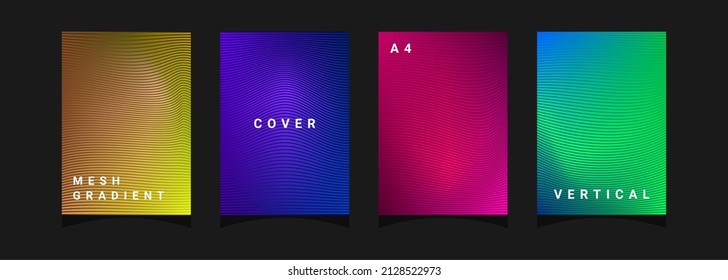 Vector abstract 4 with wave line mesh gradient background color set. Modern vector template for brochures, flyers, covers, catalogs, posters etc in A4 size.Eps.Editable vector.