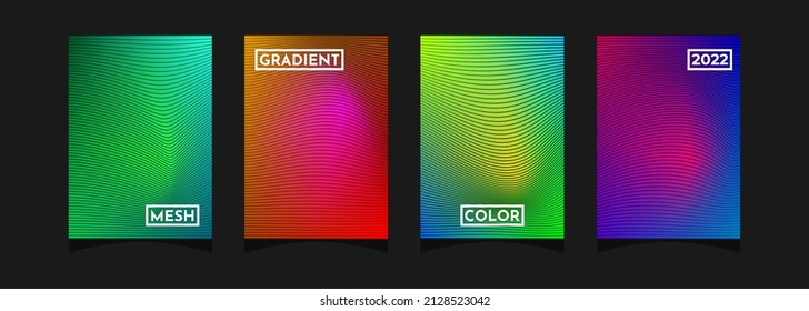 Vector abstract 4 with wave line mesh gradient background color set. Modern vector template for brochures, flyers, covers, catalogs, posters etc in A4 size.Eps.Editable vector.