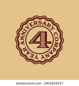 Vector abstract 4 year company anniversary tag sticker