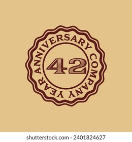 Vector abstract 42 year company anniversary tag sticker