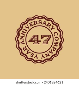 Etiqueta abstracta vectorial de 47 años del aniversario de la empresa