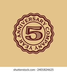 Vector abstract 5 year company anniversary tag sticker