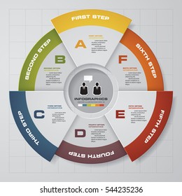 vector abstract 6 steps infographic elements.Circular or cycle infographics