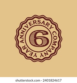 Vector abstract 6 year company anniversary tag sticker